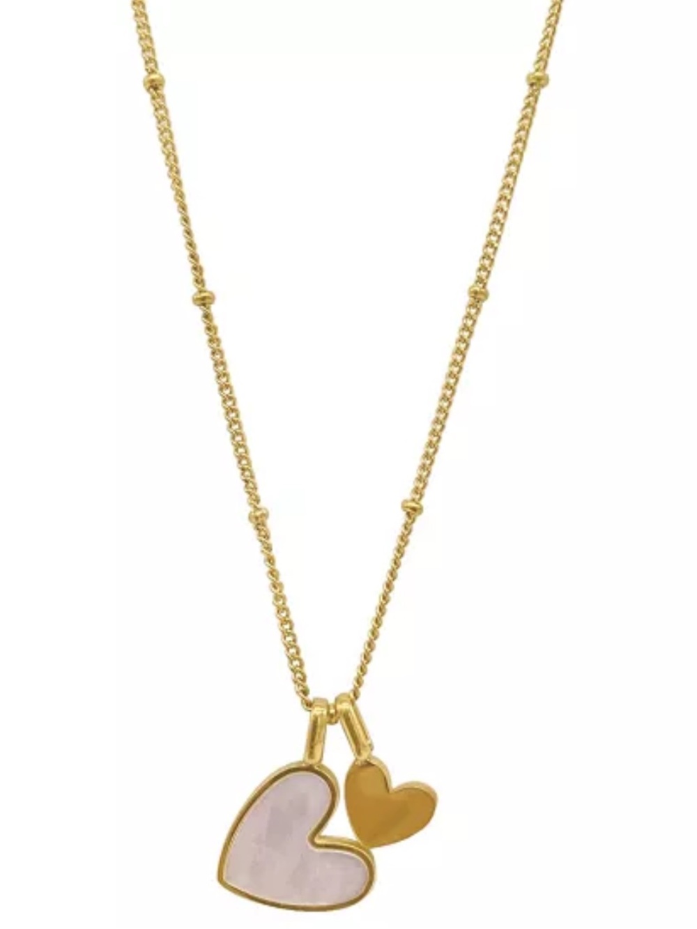Adornia 14K Gold Plated Imitation Mother of Pearl Heart Charms Necklace